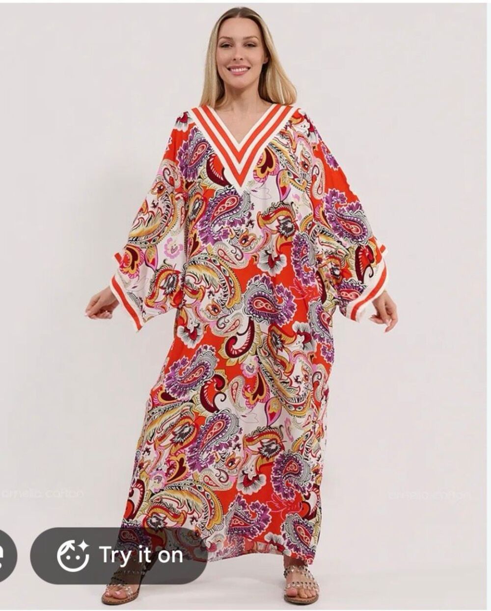 Ornella Caftan Orange Purple Red Mrs. Roper Kaftan One Size NWT